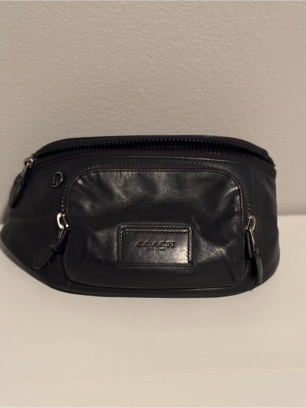 Coach Black Leather unisex Belt Bag / Fanny pack